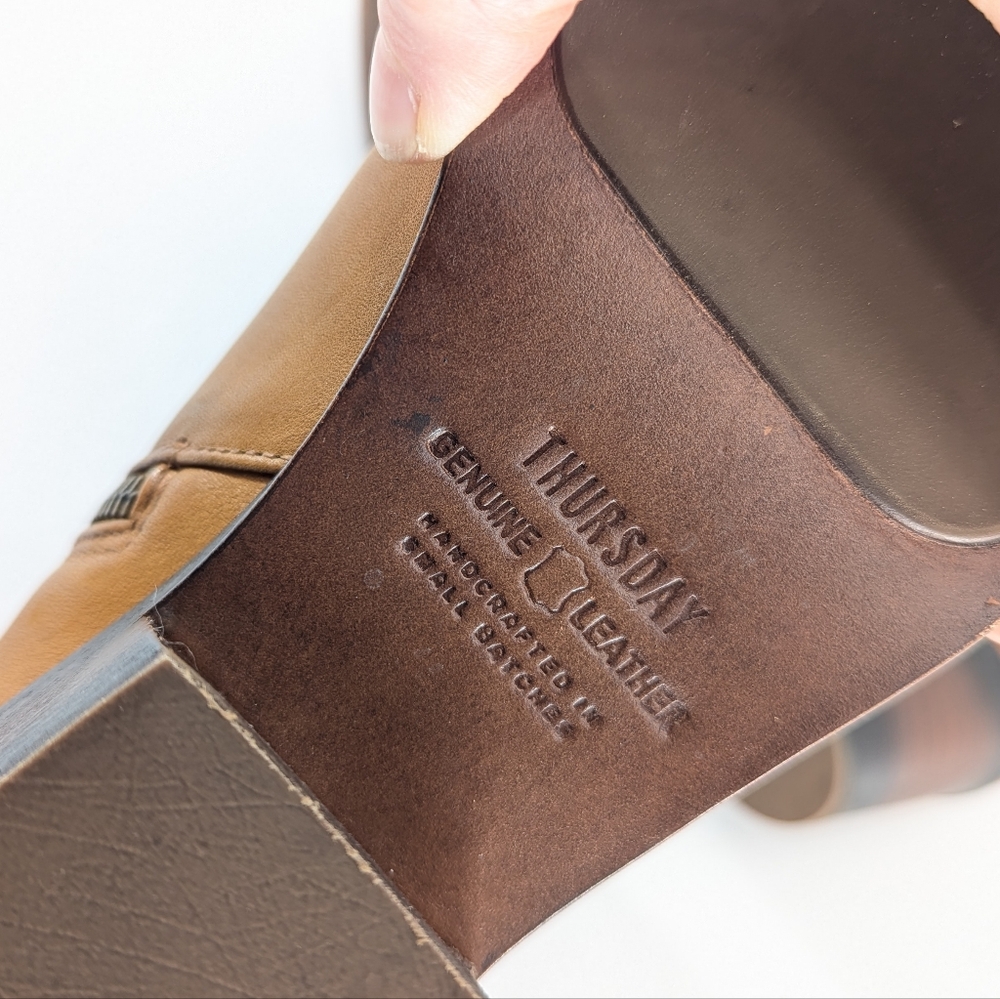 Thursday Everyday Toffee Downtown Leather Ankle Bootie Tan Brown Fall Size 8.5 - Picture 15 of 16